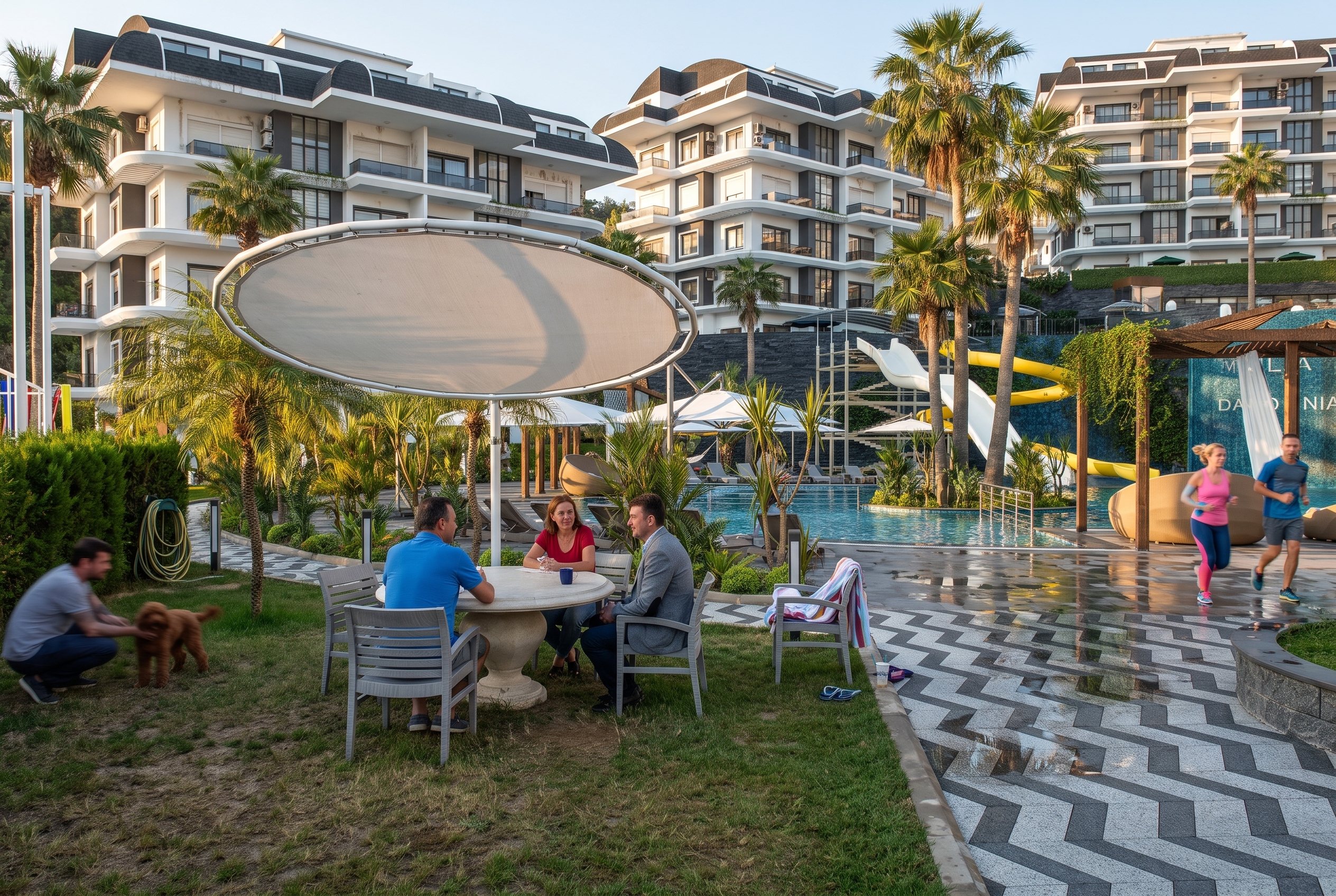 Visualisierung einer Terrasse mit Blick auf die Anlage